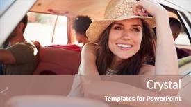  Presentation with road trip signs - Slide deck consisting of millenials - group of friends relaxing background and a coral colored foreground