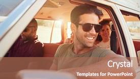  Presentation with millenials - Slides enhanced with millenials - group of friends relaxing background and a coral colored foreground