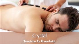  Presentation with medical spa massage outdoor balinese - Presentation consisting of millenials - handsome man having massage background and a coral colored foreground