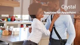  Presentation with millenials - Cool new slides with millenials - husband saying goodbye to wife backdrop and a coral colored foreground