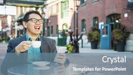  Presentation with asian nurse helps a man - Presentation theme featuring millenials - laughing young asian man sitting background and a  colored foreground