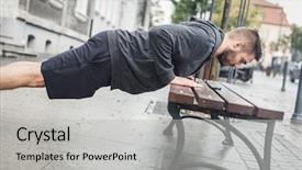  Presentation with pittsburgh city and sports - PPT theme enhanced with millenials - man doing push-ups background and a light gray colored foreground