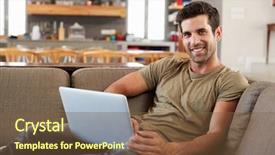  Presentation with 3d man sitting question mark - PPT theme consisting of millenials - portrait of man sitting background and a  colored foreground