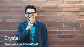  Presentation with ice break - Presentation theme consisting of millenials - smiling young asian man background and a ocean colored foreground