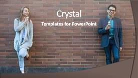  Presentation with ice cream cones - Theme featuring millenials - two smiling young people holding background and a gray colored foreground