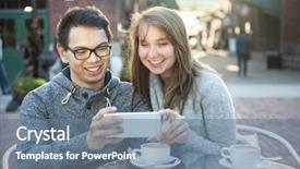  Presentation with outdoor patio - Cool new PPT layouts with millenials - two young people looking backdrop and a seafoam green colored foreground