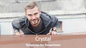  Presentation with bodybuilding - PPT theme having millenials - young active mascular man doing background and a coral colored foreground