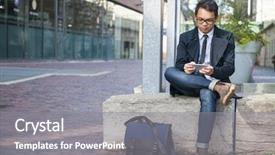  Presentation with young business man - Audience pleasing presentation theme consisting of millenials - young serious asian business man backdrop and a gray colored foreground