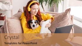  Presentation with millennial - Theme having millennial-teen-girl-sit background and a coral colored foreground