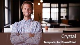  Presentation with millennial - Presentation enhanced with millennial white male creative sitting background and a tawny brown colored foreground