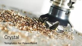  Presentation with process - Beautiful slide set featuring miller - industrial metalworking cutting process backdrop and a soft green colored foreground