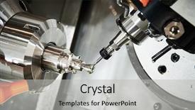  Presentation with metalworking cnc - Colorful PPT theme enhanced with miller - industrial metalworking cutting process backdrop and a  colored foreground