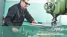  Presentation with machine operator - PPT layouts enhanced with miller - milling machine operator working background and a seafoam green colored foreground