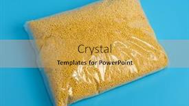  Presentation with millet - Presentation design featuring millet-groats-pack-on-blue background and a yellow colored foreground