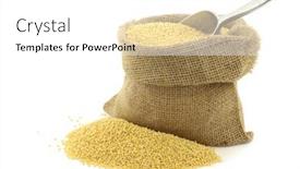  Presentation with millet - Amazing PPT theme having millet-in-a-burlap-bag backdrop and a white colored foreground