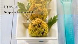  Presentation with millet - Presentation theme having millet vegetarian meatballs background and a yellow colored foreground