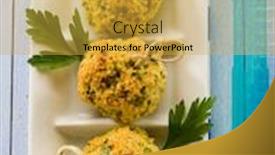  Presentation with millet - PPT theme consisting of millet vegetarian meatballs background and a yellow colored foreground