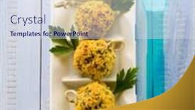  Presentation with millet - Presentation theme with millet vegetarian meatballs background and a sky blue colored foreground