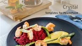  Presentation with beetroot - PPT layouts consisting of millet-with-beetroot-and-shrimps background and a coral colored foreground