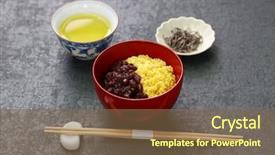  Presentation with millet - Audience pleasing slide set consisting of millets - awa zenzai sweet adzuki red backdrop and a tawny brown colored foreground