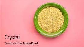  Presentation with gluten free - Presentation theme having millets - gluten free hulled millet grain background and a coral colored foreground