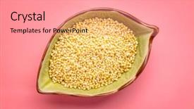  Presentation with gluten free - Amazing PPT theme having millets - gluten free hulled millet grain backdrop and a light gray colored foreground