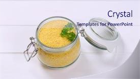  Presentation with millet - Audience pleasing presentation theme consisting of millets - jar of raw millet backdrop and a sky blue colored foreground