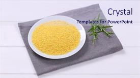  Presentation with millet - Beautiful PPT theme featuring millets - plate of raw millet backdrop and a sky blue colored foreground