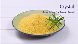  Presentation with white plate - PPT theme consisting of millets - plate of raw millet background and a sky blue colored foreground