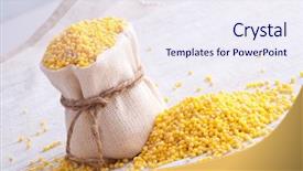  Presentation with millet - Theme featuring millets - raw millet in small sack background and a sky blue colored foreground