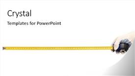  Presentation with tape measure - PPT layouts with millimeters - male hand wearing working cotton background and a white colored foreground