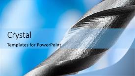  Presentation with drilling - Cool new slide set with milling cutter - macro closeup of a metal backdrop and a light blue colored foreground
