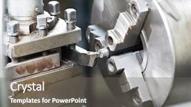  Presentation with lathe - Amazing PPT layouts having milling cutter - metal blank machining process backdrop and a  colored foreground