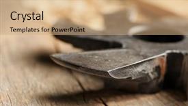  Presentation with cutting tools engineering milling - Presentation theme featuring milling cutter on wooden table background and a  colored foreground