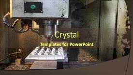  Presentation with milling machine - Presentation design featuring milling-machine-and-part-blank background and a tawny brown colored foreground