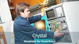  Presentation with cnc machine tool milling - Cool new PPT theme with milling machine center at tool backdrop and a ocean colored foreground
