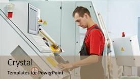  Presentation with cnc machine tool milling - Theme enhanced with milling machine center at tool background and a coral colored foreground