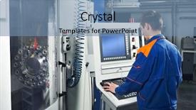  Presentation with cnc machine tool milling - Beautiful slide deck featuring milling machine center at tool backdrop and a seafoam green colored foreground