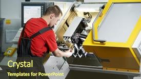  Presentation with cnc machine tool milling - PPT theme featuring milling machine center in tool background and a tawny brown colored foreground