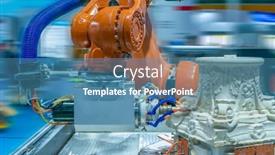  Presentation with cnc cutting machine - Theme enhanced with milling-machine-cutting-marble-workpiece background and a teal colored foreground