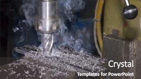  Presentation with machine shop - Slide set enhanced with milling machine is cutting metal background and a dark gray colored foreground