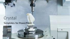  Presentation with industrial plastic - Colorful presentation design enhanced with milling-metalworking-process-industrial-cnc backdrop and a light blue colored foreground