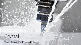  Presentation with cnc machining - PPT theme featuring milling metalworking process industrial cnc background and a light gray colored foreground