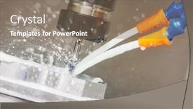  Presentation with vertical - Slide set featuring milling-process-industrial-cnc-metal background and a violet colored foreground