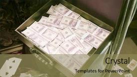  Presentation with functions of money - Presentation theme having million challenge - money in suitcase background and a  colored foreground