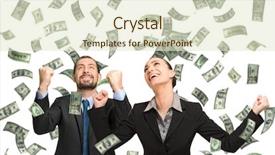  Presentation with cash - Theme having money shower background and a soft green colored foreground