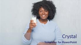  Presentation with drinking glass - Amazing slide set having millk - young african american woman backdrop and a lemonade colored foreground