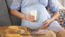  Presentation with pregnant woman - Audience pleasing theme consisting of millk tray - young pregnant woman with milk backdrop and a coral colored foreground