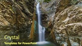  Presentation with waterfalls - PPT theme with millomeris-waterfalls-in-cyprus-nature background and a tawny brown colored foreground