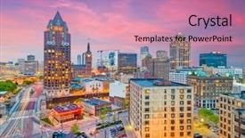  Presentation with wisconsin - Presentation featuring milwaukee wisconsin usa downtown skyline background and a coral colored foreground